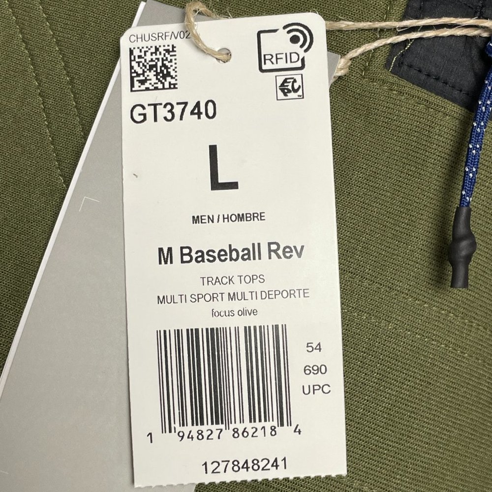 Adidas Sportswear Baseball Mens Reversible Track Top Olive Green GT3740 NEW Sz L - Picture 8 of 8